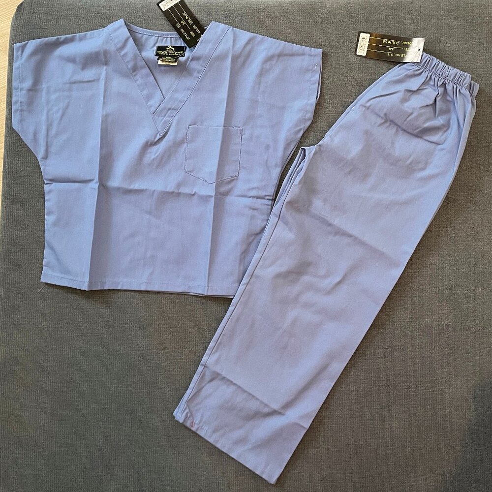 Natural Uniforms Kids Unisex Scrubs Set Size 5/6 Blue